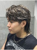 フェザーパーマウルフハイライトパーマラウンドマッシュ