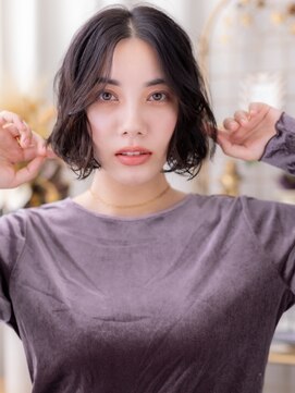 カバーヘア ブリス 志木南口駅前店(COVER HAIR bliss) センターパート/ゆるふわボブ/暗髪/ニュアンスパーマ/外国人風g