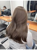 ブリーチなしダブルカラーレイヤーカットミルクティーベージュ