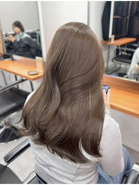 レブ 三条河原町(Reb,) ブリーチなしダブルカラーレイヤーカットミルクティーベージュ