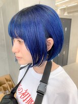 テトヘアー(teto hair) ブルー、デザインカラー、スリークボブ、スカイブルー