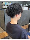 カット/アッシュブラック ツイストスパイラルパーマ