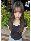 ベージュグレー黒髪レイヤーくびれヘア小顔10代20代30代40代
