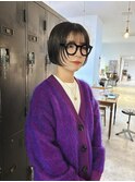 ミニボブ　ボブ　コンパクト　黒髪　顔まわりカット　担当熊倉