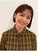 ぷつっとボブ　オレンジブラウン　耳かけボブ　コンパクトボブ