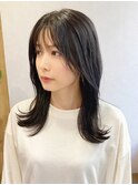 シースルーバング×くびれミディアムヘア 20代30代40代50代