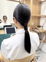 Say.ロングレイヤーヘアセットお団子ヘアフィッシュボーン黒髪