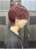【GEEKS渋谷】ワインレッド/シースルーマッシュショートウルフ