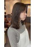 ミディアムロブ×顔まわりレイヤー