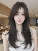 ケシキ 表参道 原宿(kesiki.)&nbsp;ミディアムレイヤー顔周りカットハッシュカットワンホンレイヤー