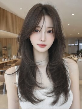 ケシキ 表参道 原宿(kesiki.) ミディアムレイヤー顔周りカットハッシュカットワンホンレイヤー