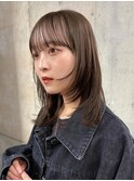 小顔に見せるヘア/オリーブグレー/ココアベージュ/レイヤー