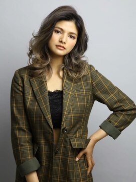 ヘアーカッティングガーデン ジャック モアザン 松山店 バレイヤージュ/かき上げミディアム［松山市駅/白髪ぼかし］