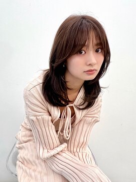 ノク 渋谷(nok) 韓国オリーブカラーオリーブベージュ顔まわりレイヤー前髪パーマ