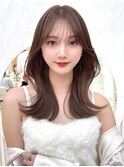 2wayバング 韓国前髪 シースルー ミディアム くびれヘア　顔周り