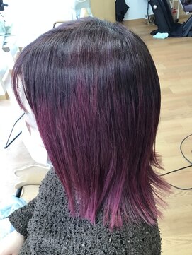 フープ(hoop) ブリーチなしレッドバイオレットグラデーションカラー