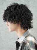 渋谷波巻きスパイラルパーマサーフカールメンズボブウルフカット