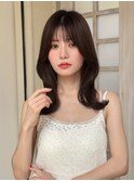 美髪レイヤーカット/顔まわりレイヤー/くびれミディアムレイヤー