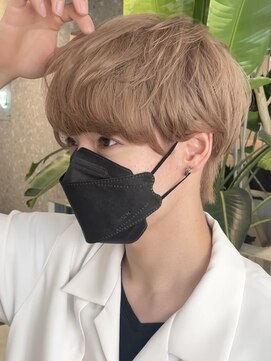 サンクマーケット 渋谷(cinq MARKET) メンズミルクティーベージュコンマヘアアッシュグレージュカラー