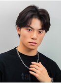 メンズナチュラルパーマセンターパート