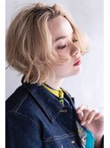mowen×ショート×ラフウェーブ×ブロンドカラー