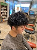 20代30代韓流☆ツイストパーマショートマッシュアッシュブラック