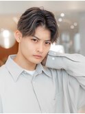 メンズバレイヤージュセンターパート束感コンマヘアハイライト