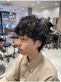 三軒茶屋_メンズ_ミディアム_ウルフ_パーマ_スパイラルパーマ