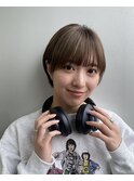 前髪あり耳掛け丸みくびれショートボブ20代30代40代50代60代