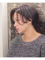 ヘアーラウンジ ハピル(Hair lounge Hapir) ヴィンデージカーキ×耳掛けショートボブ/斜めバング/20代30代