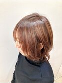 ピンクパールベージュウルフ髪質改善ライトシャドールーツ