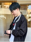 センターパート×オリーブカラー