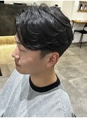 メンズセンターパートパーマニュアンスパーマ刈り上げ