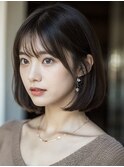 シースルーバング韓国大人ボブ【スタイリスト桂口】