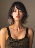 ★暗めカラーグランマッシュフェイスフレーミングデザインカラー