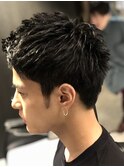 スパイキーショー トブルーブラックフェザーパーマサーフカール