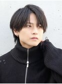 センターパートコンマバングメンズミディアムマッシュウルフ