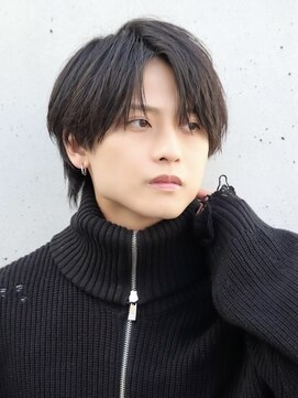 エイド 本店(aid) センターパートコンマバングメンズミディアムマッシュウルフ