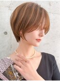 ショートボブ/ミルクブラウン/シースルー/30代40代50代