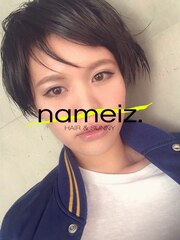 【横浜美容室ネイミーズ】セミウェット＿ワンサイドショートヘア