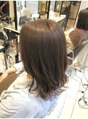 レイヤーミディ　まろやかグレージュカラー　銀座美容室