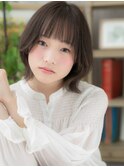 ■くすみベージュアッシュ外ハネボブウルフカット47大宮20代30代