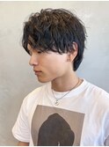 調布メンズパーマセンターパートツイストスパイラルパーマカット