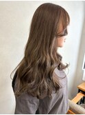 シアーベージュ赤み消しカラー＊ブリーチなし透明感カラー