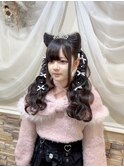 ねこ耳×編み込み×ハート　ヘアメ