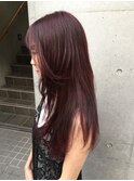 ブリーチなしのダブルカラーワインレッド