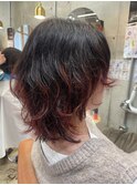 毛先ハイライト/派手髪/ウルフカット/クセ毛活かし