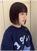 ボルドーカラー×ワインレッド×切りっぱなしボブ×ミニボブ