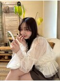 くびれヘアアプリコットオレンジ夏ハイライトカラー