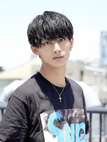 アーリー(Ali'i)&nbsp;ブルーブラック韓国マッシュウルフフェザーパーマソフトツイスト